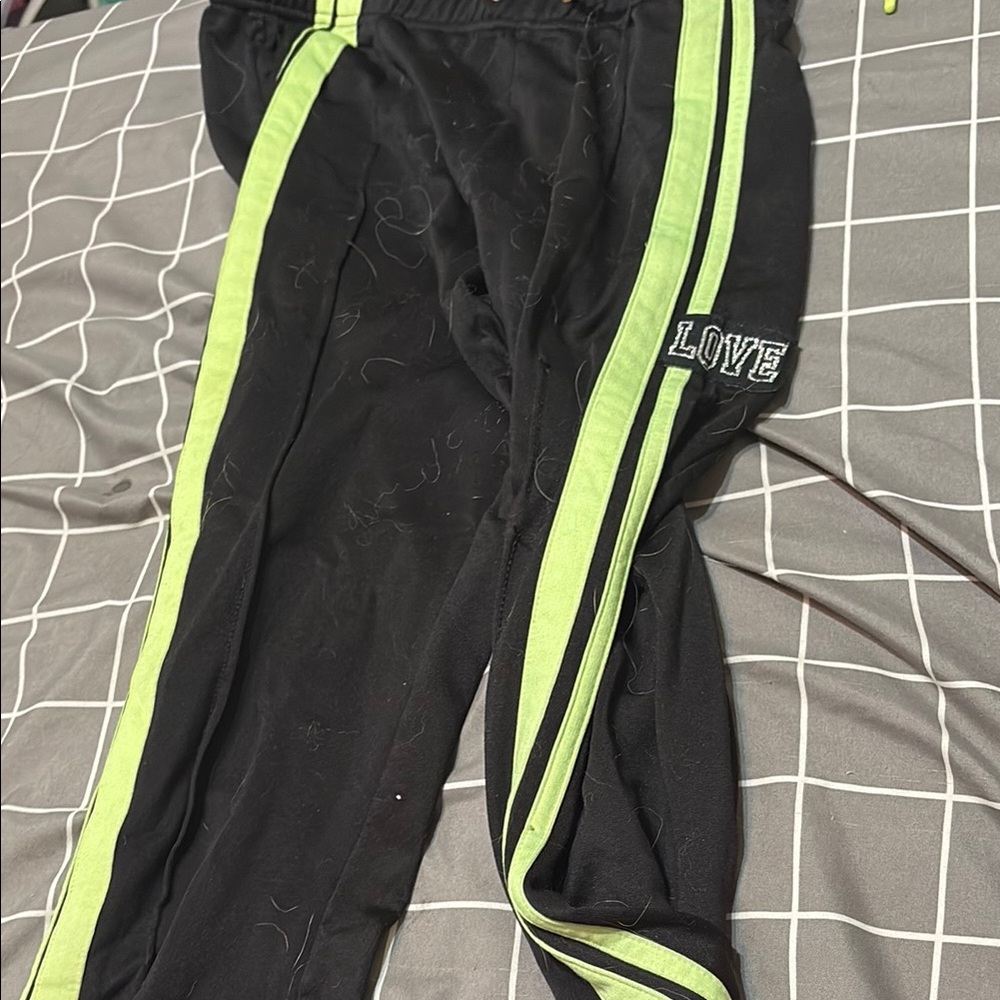 Kids Black and Green Track Pants